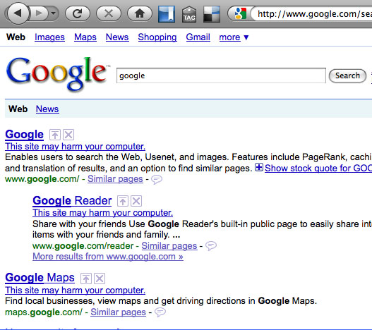 screenshot of google